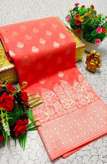 BRIDAL SILK GOLD SILVAR AND COPPER ZARI WEAVE AND WEDDING ART SILK SAREES - DARK PINK (14)