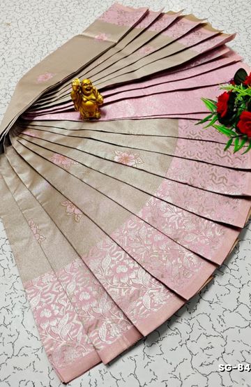 FANCY SILVAR ZARI PLAIN  SOFT SILK SAREES - YELLOW COLOR