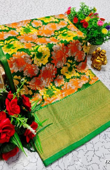 KUBERA ELITE BRIDAL RAPIER FANCY LIGHT WEIGHT SILK TYPE SAREES FUNCTION WEAR - LIGHT GREEN (1)