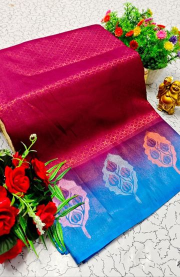 BRIDAL SILK GOLD SILVAR AND COPPER ZARI WEAVE AND WEDDING ART SILK SAREES - TUQUOISE (4)