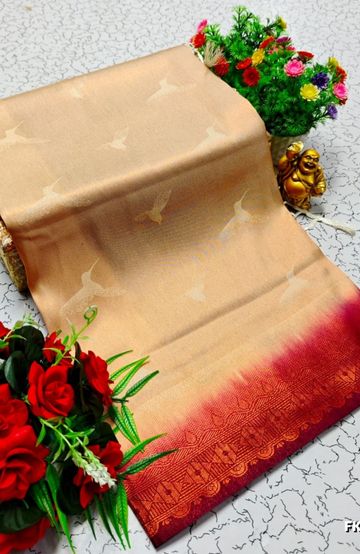 Luxurious heavy work blouse fabric with floral goldwork jaal border - NORMAL  BLUE