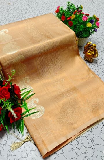 Luxurious heavy work blouse fabric with floral goldwork jaal border - REXONA
