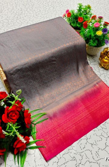 Korvai kotanji Trendy & Fancy bhutta and 2/100 Silk Cotton Sarees Function wear - DARK PINK (1)