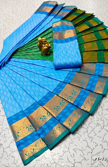 TRENDING KERALA SPECIAL FULL WORK EMBOSSED DIGITAL PRINTING  COTTON SAREE COLLECTIONS - WHITE (40)