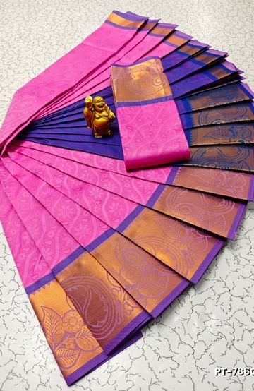 BRIDAL SILK GOLD SILVAR AND COPPER ZARI WEAVE AND WEDDING ART SILK SAREES - ORANGE (3)