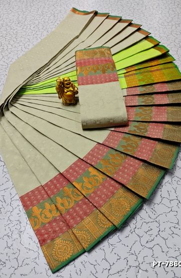 Dailywear cotton sarees premium look lightweight comfortable wear - CORAL COLOUR (1)