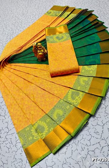 Elegant Floral Dola Silk Saree with Zari Border - CREAM (1)