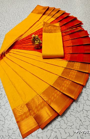 Korvai kotanji Trendy & Fancy bhutta and 2/100 Silk Cotton Sarees Function wear - TOMATO COLOUR (6)
