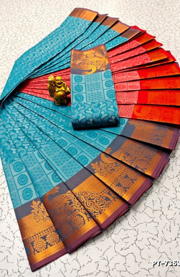 Premium Meena work Soft Silk Saree weddings, festivals, traditional Wear - MEHENDHI GREEN