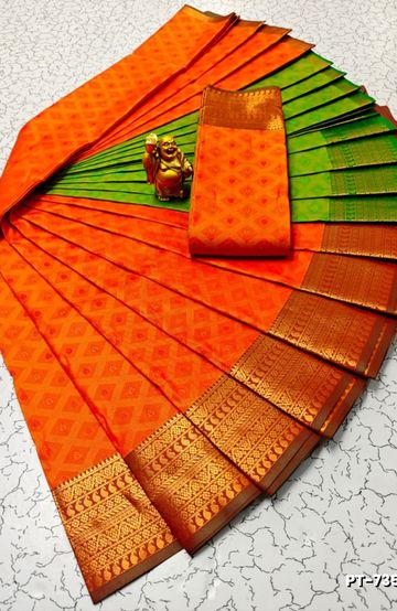 Premium fancy saree soft  silk saree rapier fancy light weight silk type sarees  function wear - BROWN