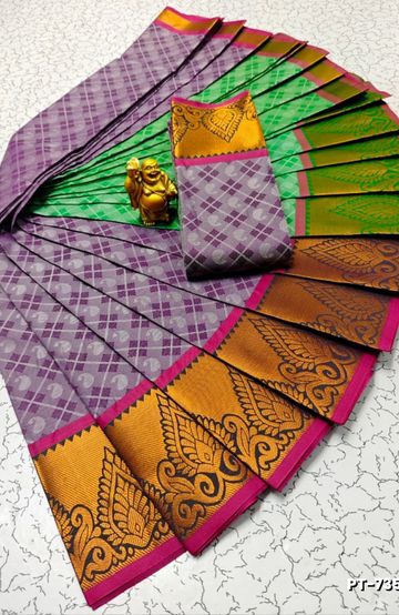 Kubera borderless elite bridal rapier fancy light weight silk type sarees function wear - YELLOW COLOR