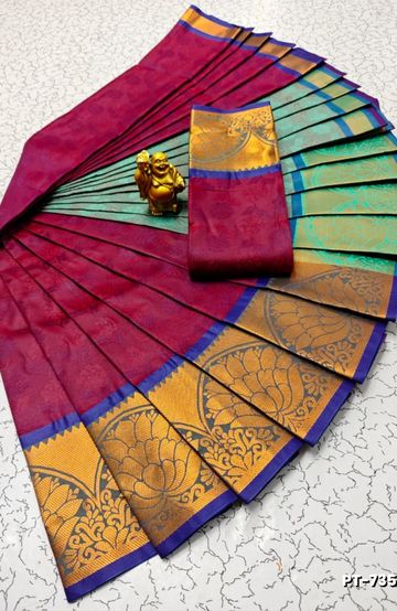 Korvai kotanji Trendy & Fancy bhutta and 2/100 Silk Cotton Sarees Function wear - SKY BLUE