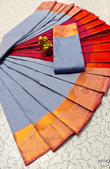 Kubera borderless elite bridal rapier fancy light weight silk type sarees function wear - AS COLOR (2)