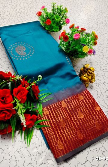 Dailywear cotton sarees premium look lightweight comfortable wear - PEACKOK BLUE (5)