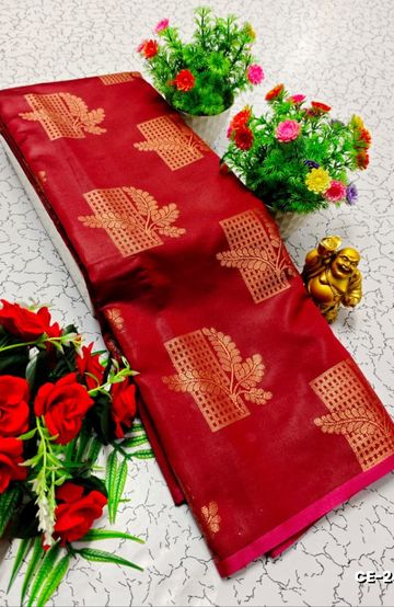 Premium  fancy saree soft  silk saree rapier fancy light weight silk type sarees flower design function wear - PEACH