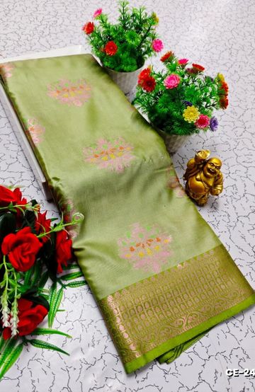 Premium fancy saree soft  silk saree rapier fancy light weight silk type sarees  function wear - LIGHT GREEN