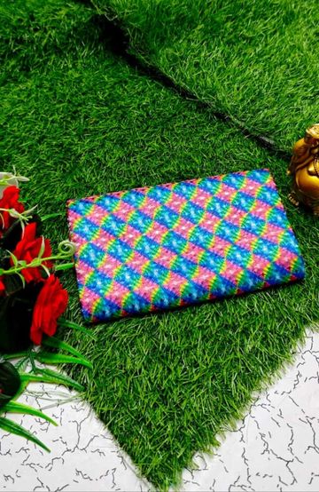 Designer Multi-Color Floral Print Blouse Fabric - LIGHT BLUE