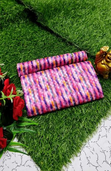 Designer Multi-Color Floral Print Blouse Fabric - BABY PINK