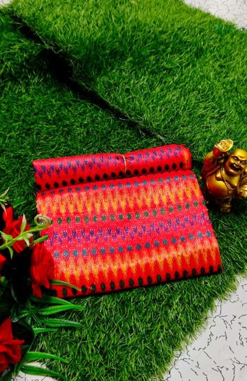 Designer Multi-Color Floral Print Blouse Fabric - RED