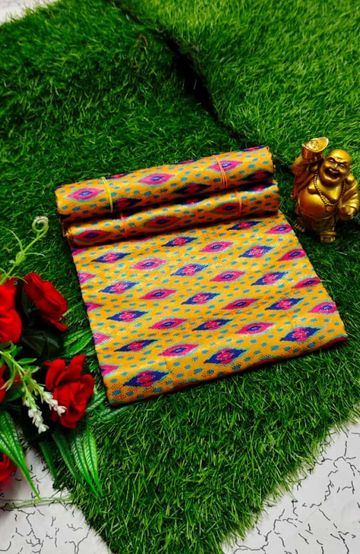 Designer Multi-Color Floral Print Blouse Fabric - LIGHT YELLOW