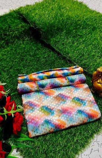 Designer Multi-Color Floral Print Blouse Fabric - MULTI COLOR (1)