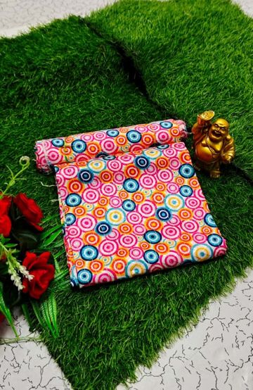 Designer Multi-Color Floral Print Blouse Fabric - DARK PINK (1)