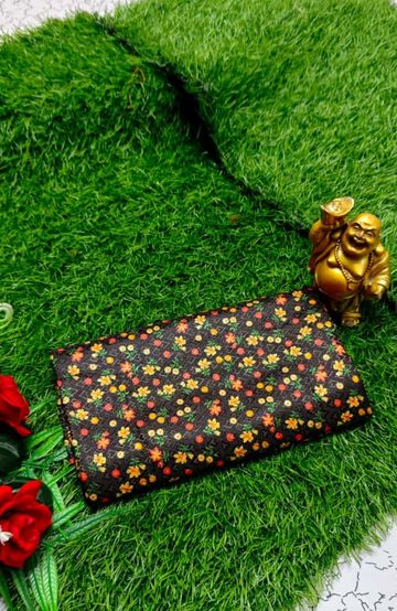 Designer Multi-Color Floral Print Blouse Fabric - BLACK (1)