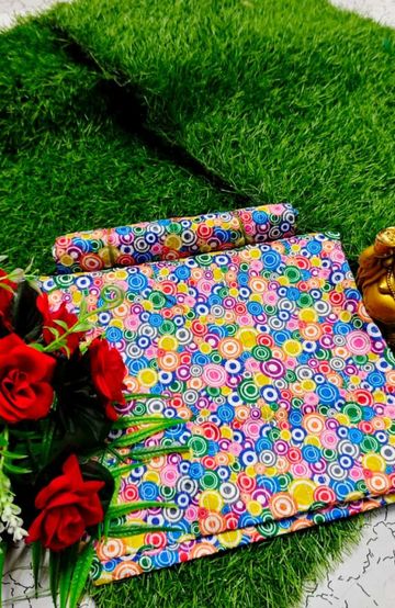 Designer Multi-Color Floral Print Blouse Fabric - MIXED ALL COLOR