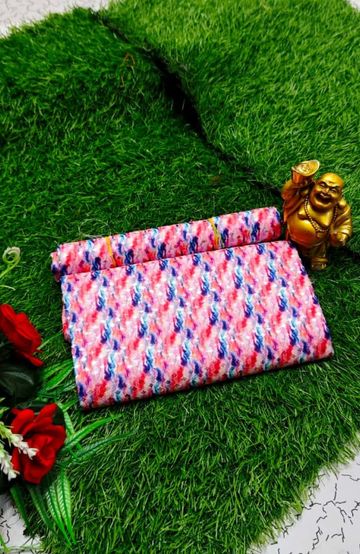 Designer Multi-Color Floral Print Blouse Fabric - LIGHT PINK (1)