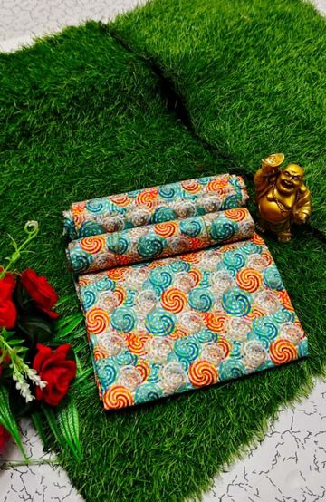 Designer Multi-Color Floral Print Blouse Fabric - MIXED ALL COLOR (2)