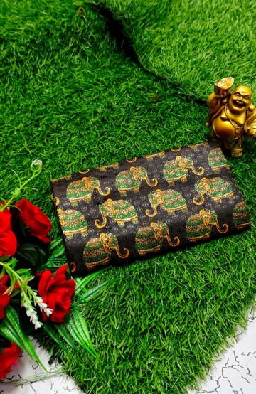 Designer Multi-Color Floral Print Blouse Fabric - BLACK (6)