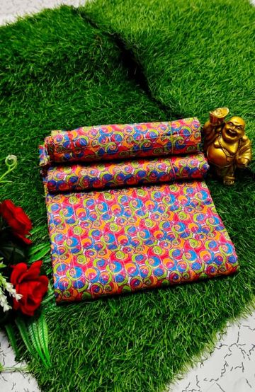 Designer Multi-Color Floral Print Blouse Fabric - MIXED ALL COLOR (3)