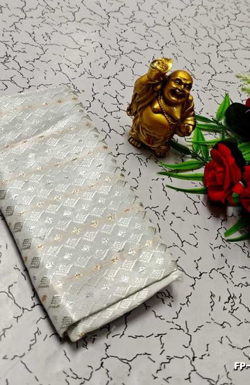 Designer Multi-Color Floral Print Blouse Fabric - WHITE