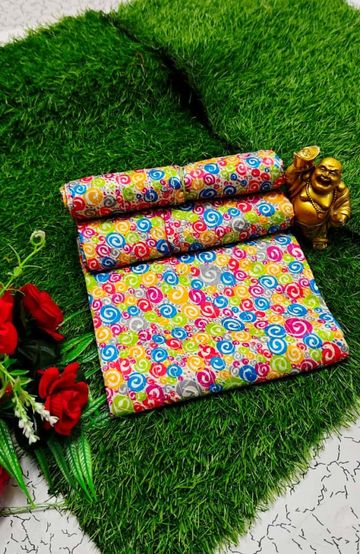 Designer Multi-Color Floral Print Blouse Fabric - MIXED ALL COLOR (4)