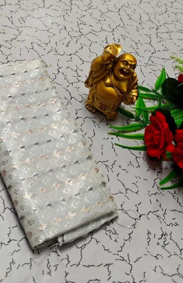 Designer Multi-Color Floral Print Blouse Fabric - WHITE (1)