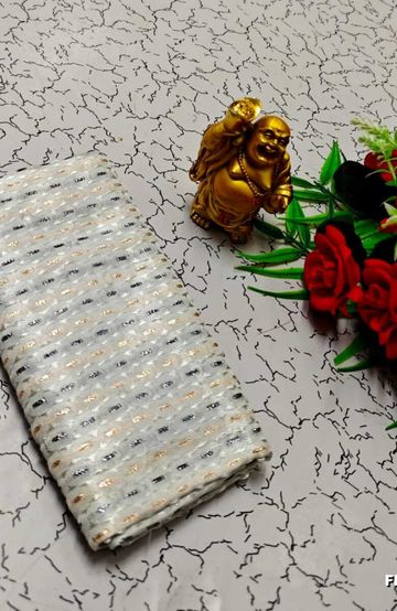 Designer Multi-Color Floral Print Blouse Fabric - WHITE (2)