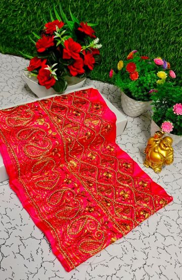 TRENDING DIGITAL EMBROIDERY ZARI WORK KALIYANI COTTON SAREES- YELLOW