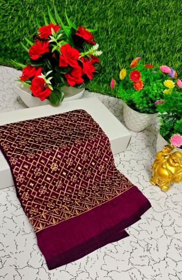 GEORGETTE FANCY SOFT SILK SAREES WITH BLOUSE MODERN FANCY  SAREES - LIGHT BLUE (1)