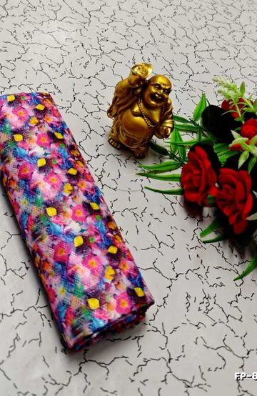 Designer Multi-Color Floral Print Blouse Fabric - MIXED ALL COLOR (6)