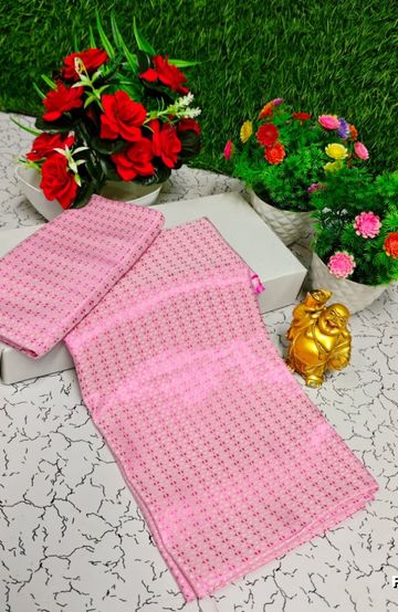 Designer Multi-Color Floral Print Blouse Fabric - BABY PINK (3)