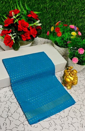 Designer Multi-Color Floral Print Blouse Fabric - BLUE SHADE (1)