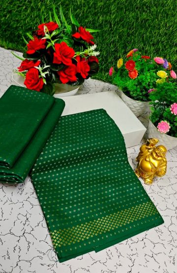 Designer Multi-Color Floral Print Blouse Fabric - BOTTLE GREEN