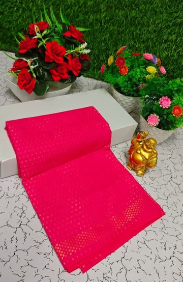 Designer Multi-Color Floral Print Blouse Fabric - DARK PINK (2)