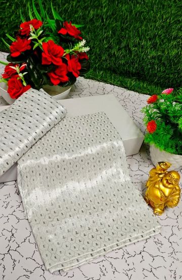 Designer Multi-Color Floral Print Blouse Fabric - WHITE (4)