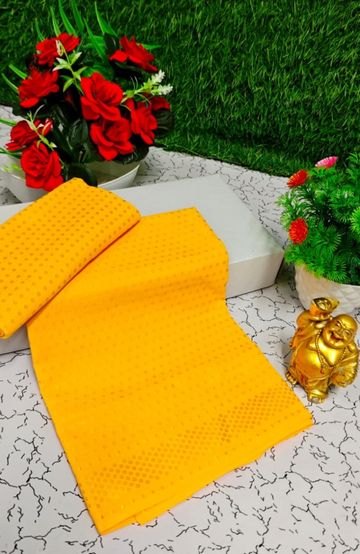 Designer Multi-Color Floral Print Blouse Fabric - YELLOW