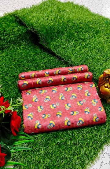 Designer Multi-Color Floral Print Blouse Fabric - CORAL COLOUR (1)