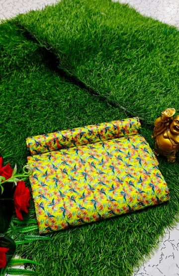 Designer Multi-Color Floral Print Blouse Fabric - LEMON COLOUR (1)