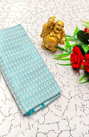 Designer Multi-Color Floral Print Blouse Fabric - LIGHT SKY BLUE (4)