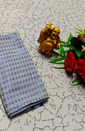 Designer Multi-Color Floral Print Blouse Fabric - LIGHT BLUE N