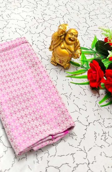 Designer Multi-Color Floral Print Blouse Fabric - BABY PINK (4)